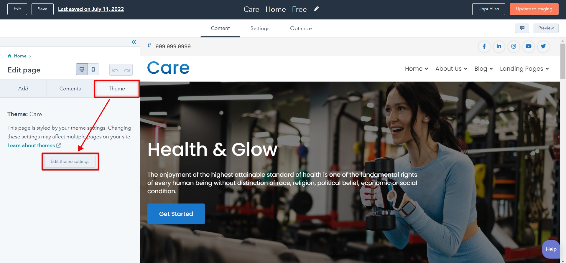 Care Theme Settings 01
