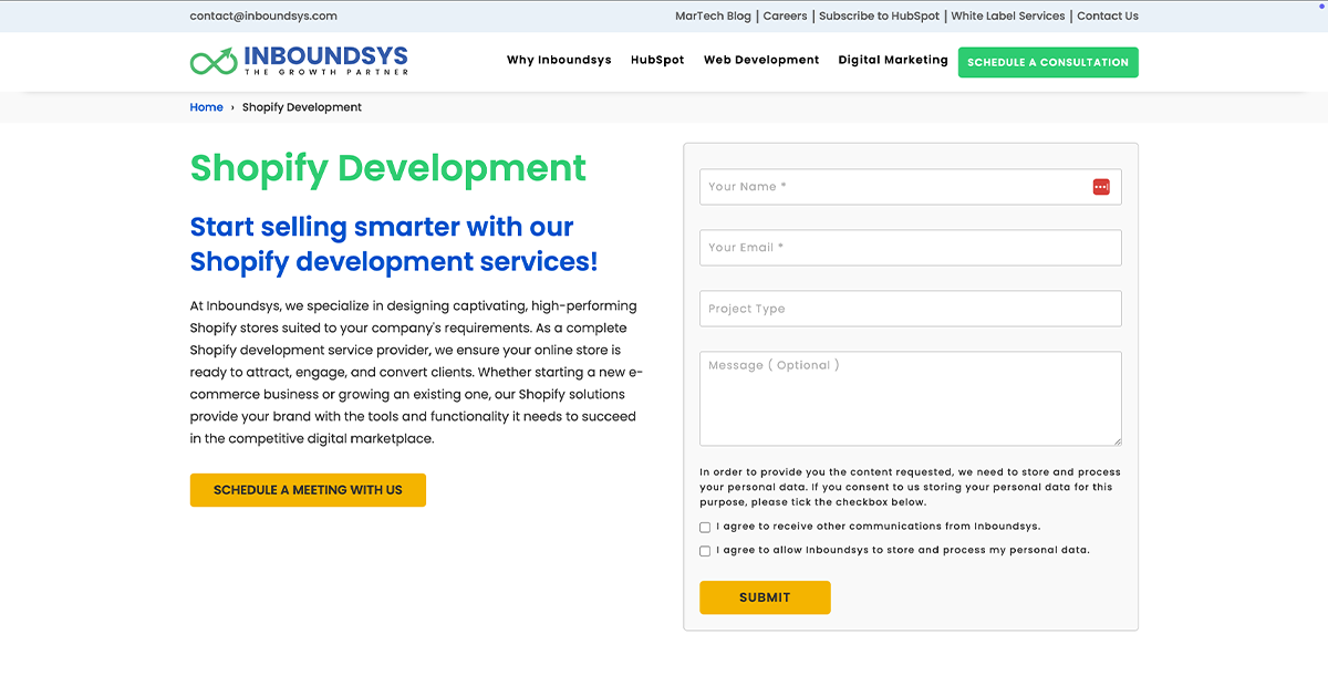 Shopify Development Services in India | Inboundsys
